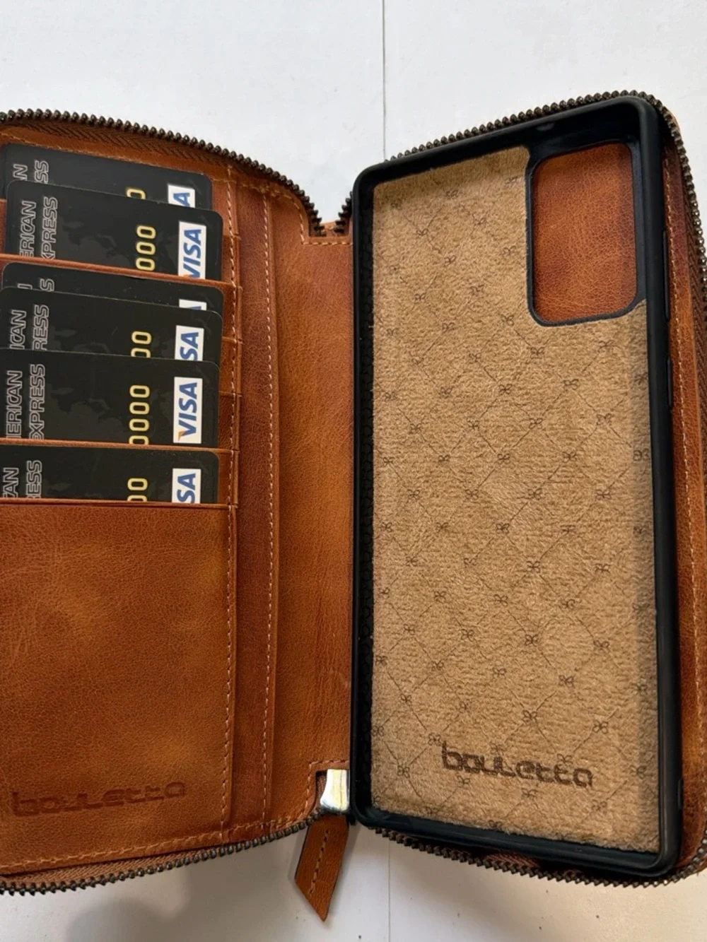 Bouletta Leather Zipper Wallet Phone Case Galaxy Note 20 Tan
